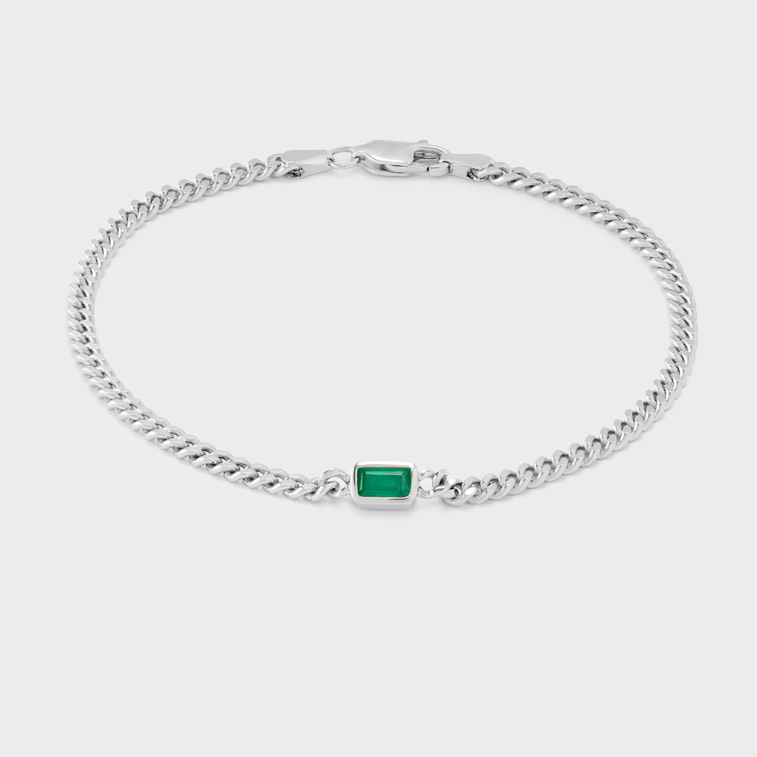 Gemstone Emerald Cut Chelsea Chain Bracelet