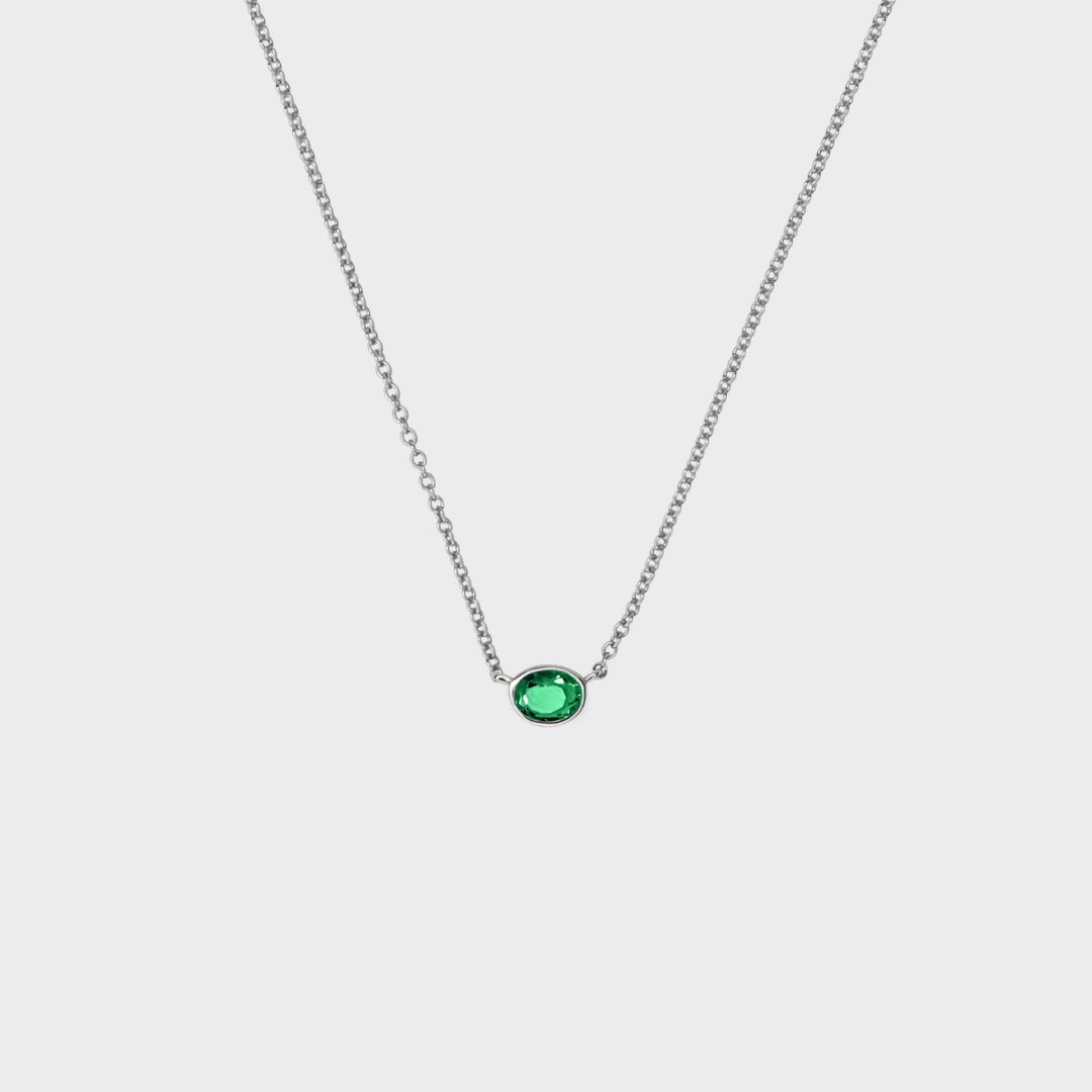 Gemstone Bezel Set Oval Necklace