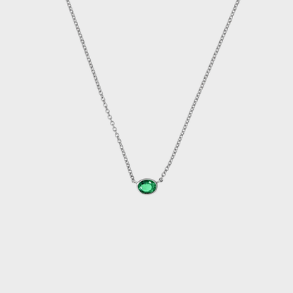 Gemstone Bezel Set Oval Necklace