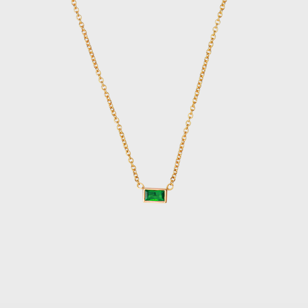 Gemstone Baguette Bezel Necklace