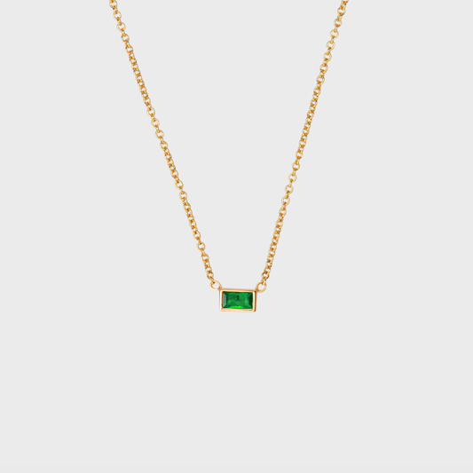 Gemstone Baguette Bezel Necklace