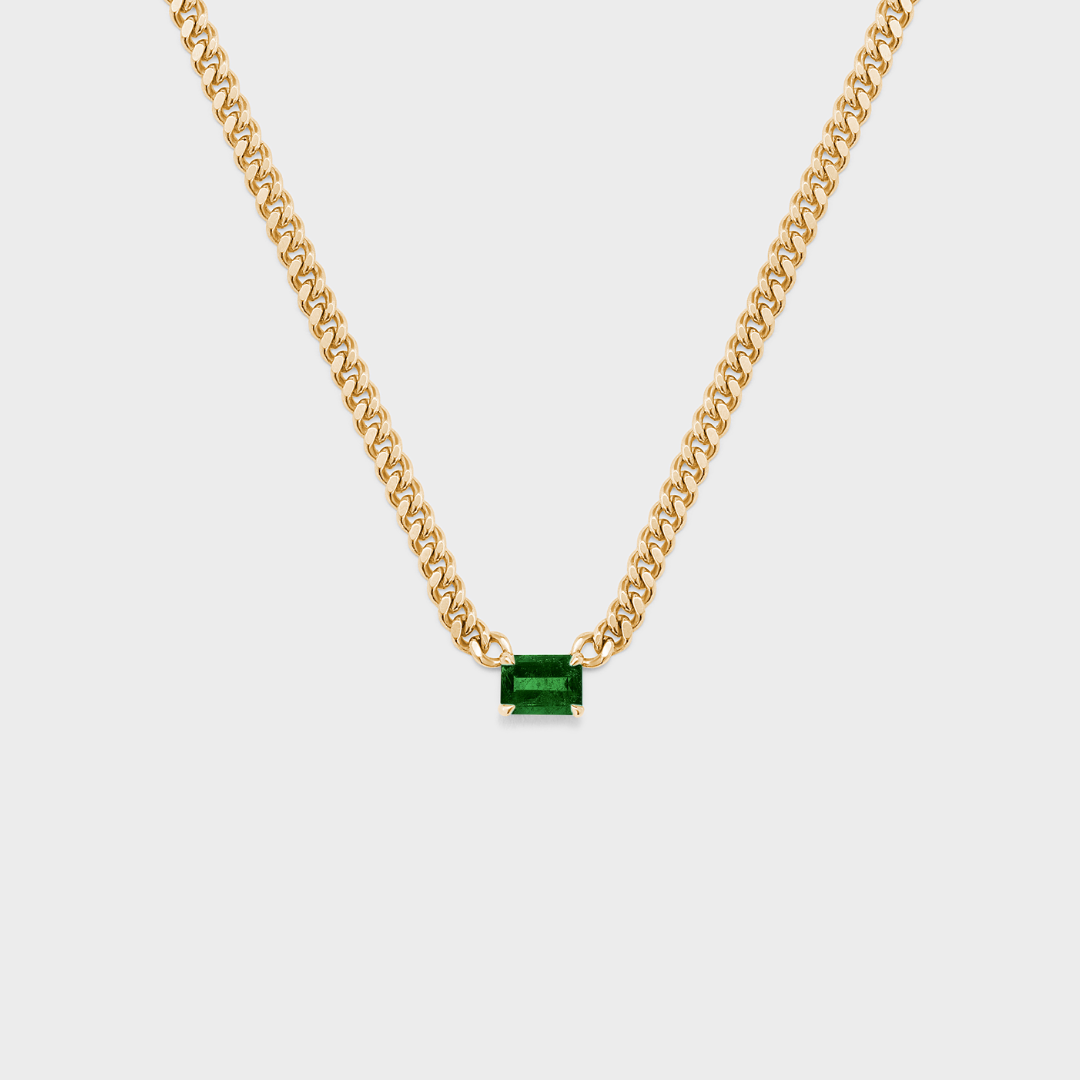 Gemstone Emerald Cut Chelsea Chain Necklace