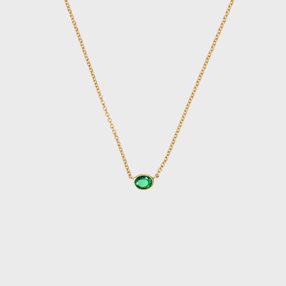 Gemstone Bezel Set Oval Necklace