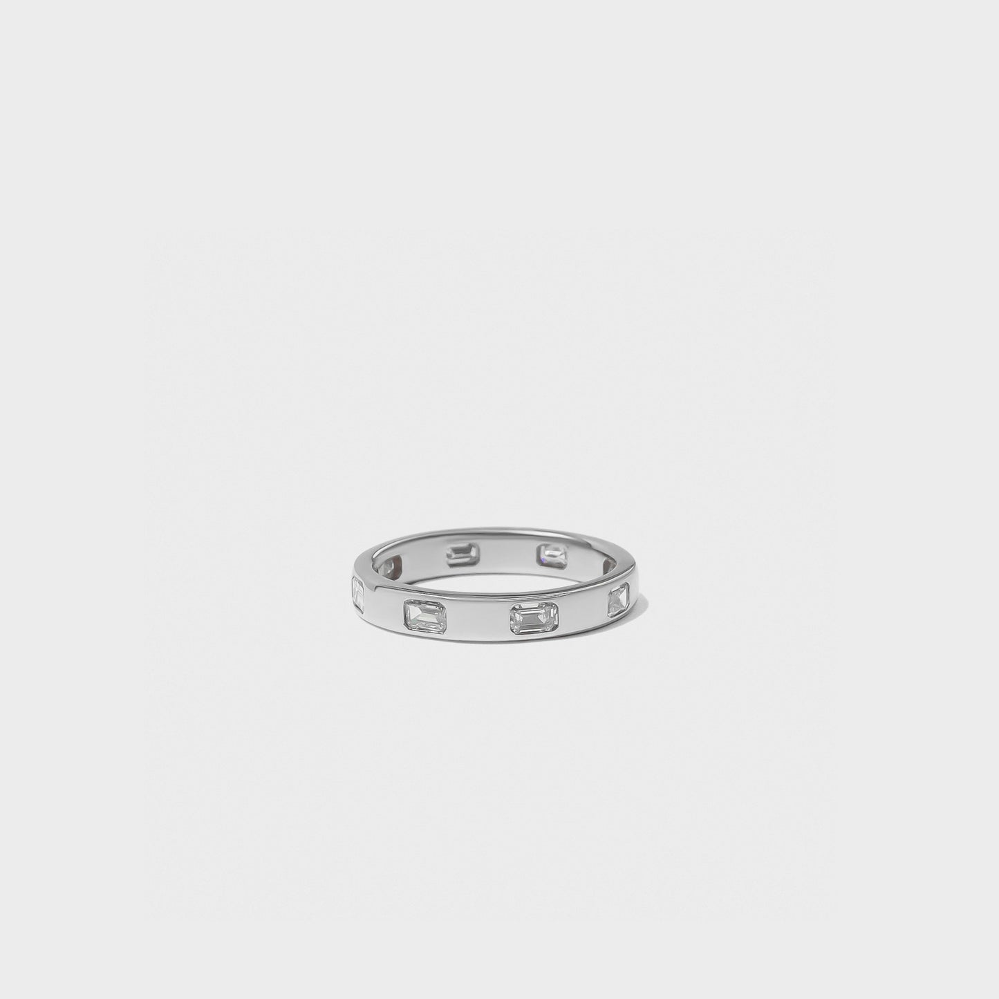 Bold Inlay Emerald Cut Diamond Band