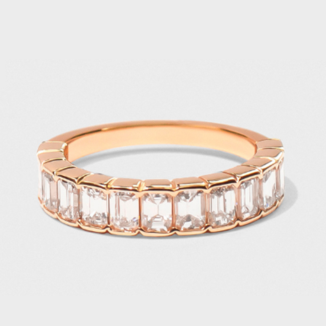 Half Bezel Emerald Cut Band