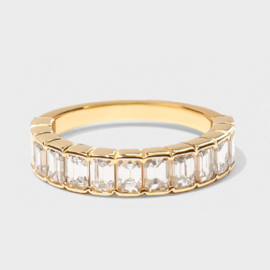 Half Bezel Emerald Cut Band