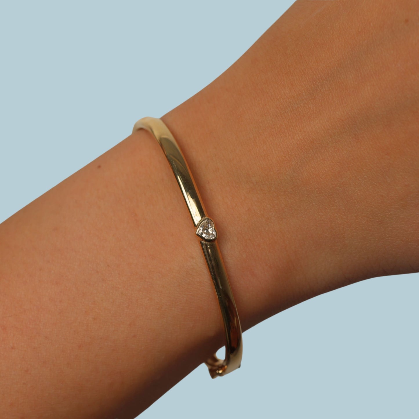 Bezel Set Heart Bangle