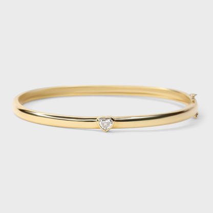 Bezel Set Heart Bangle