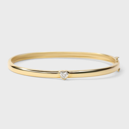 Bezel Set Heart Bangle