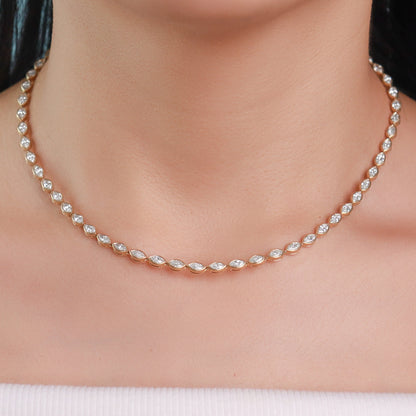 Bezel Set Marquise Tennis Necklace