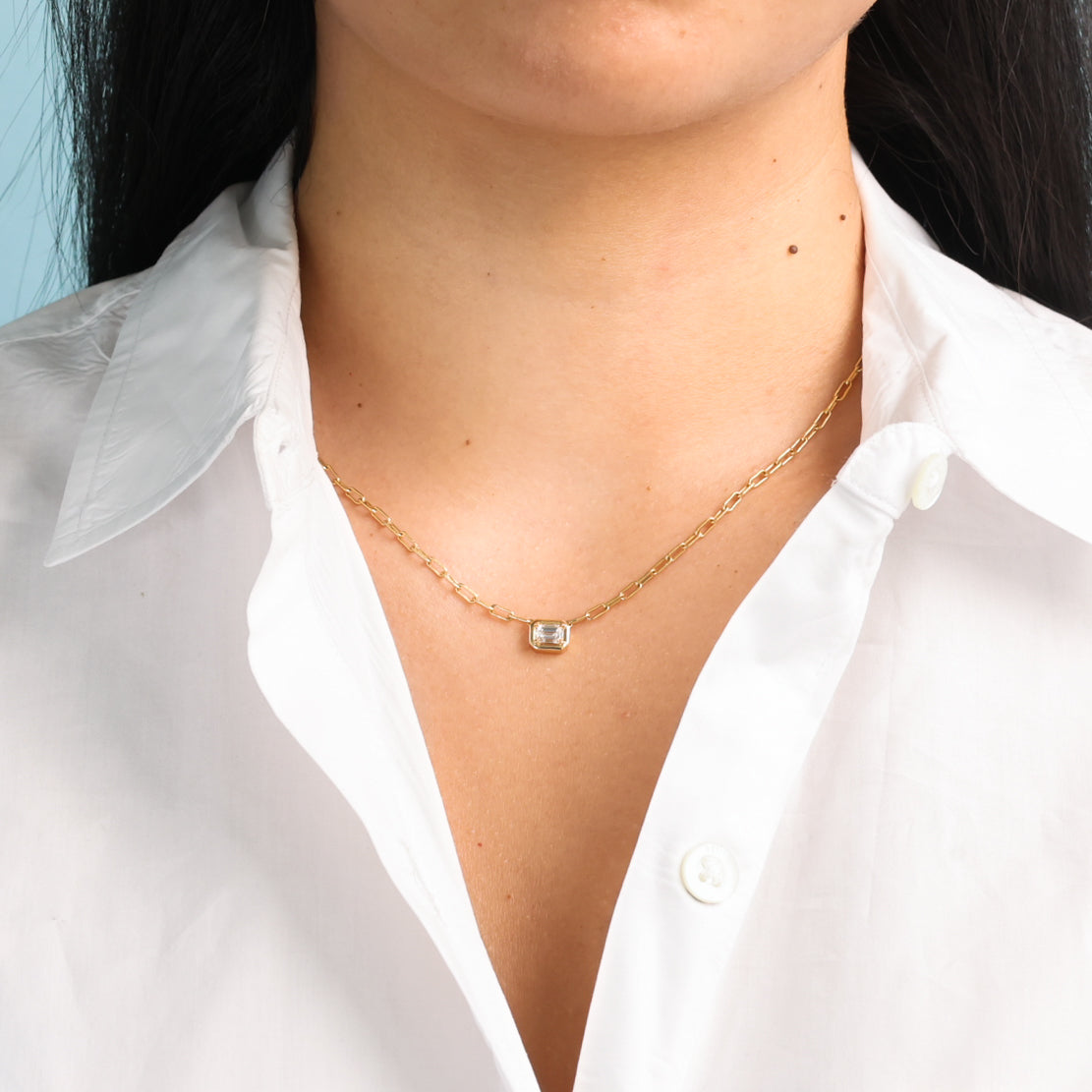 Colette Emerald Cut Diamond Pendant