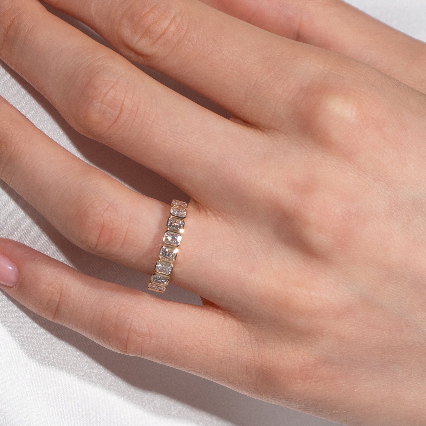 Bezel Set Radiant Cut Band