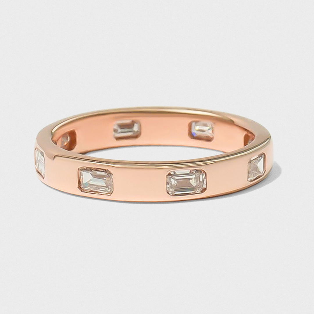 Bold Inlay Emerald Cut Diamond Band