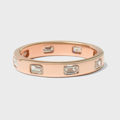 Bold Inlay Emerald Cut Diamond Band