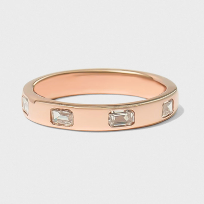 Bold Inlay Emerald Cut Diamond Band