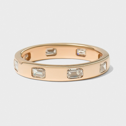Bold Inlay Emerald Cut Diamond Band