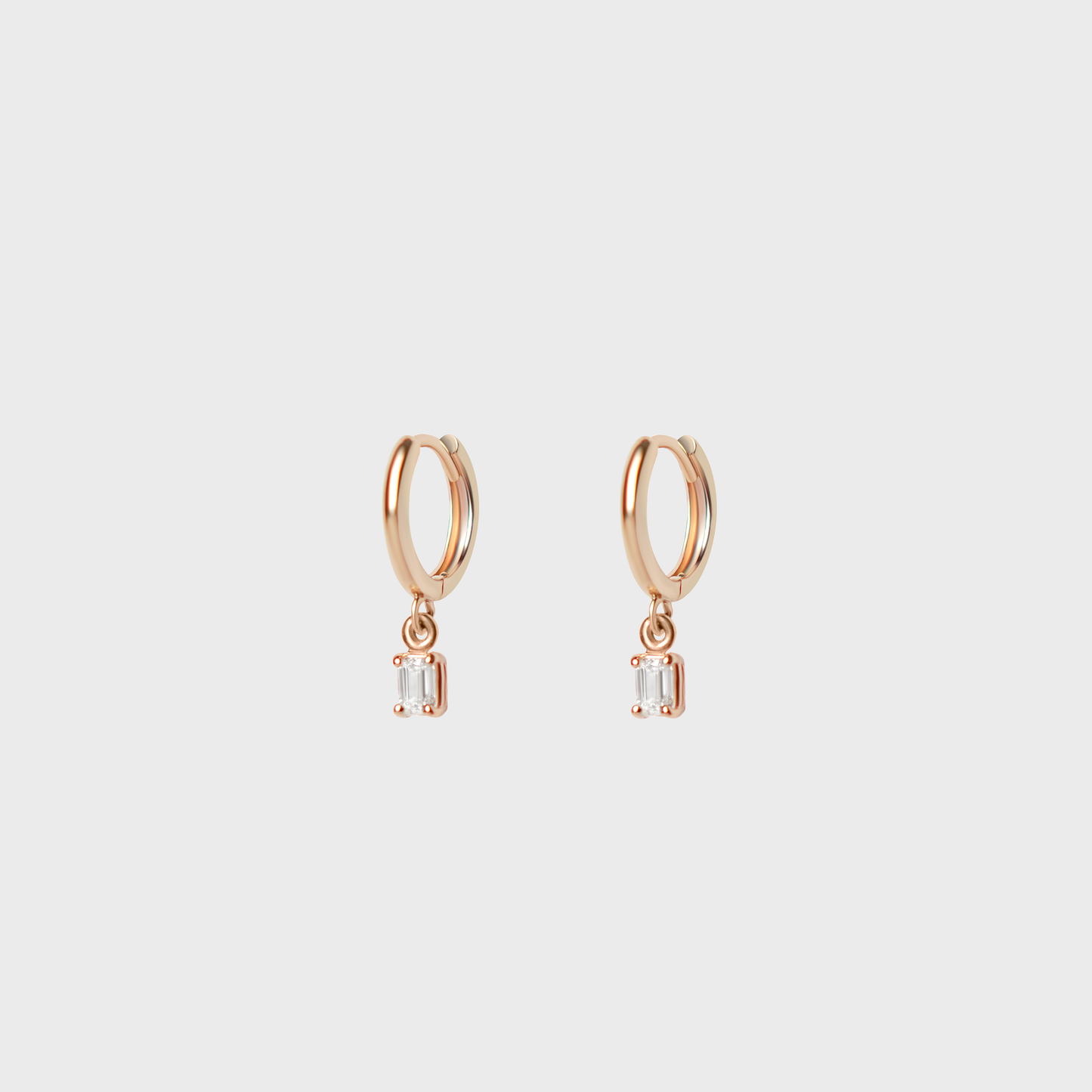 Petite Emerald Cut Charm Hoops