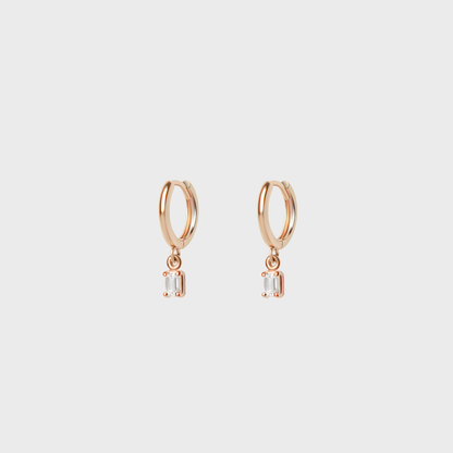 Petite Emerald Cut Charm Hoops