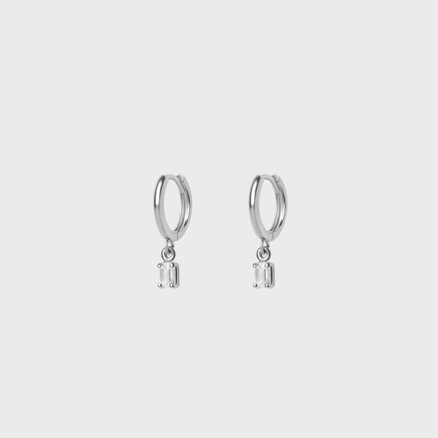 Petite Emerald Cut Charm Hoops