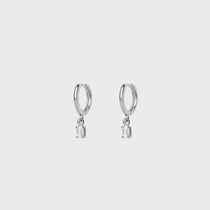 Petite Emerald Cut Charm Hoops