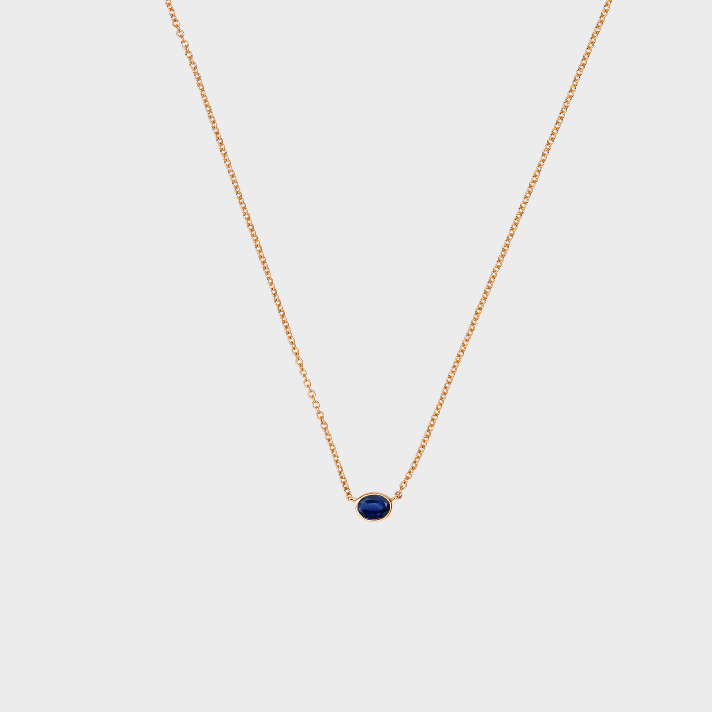 Gemstone Bezel Set Oval Necklace