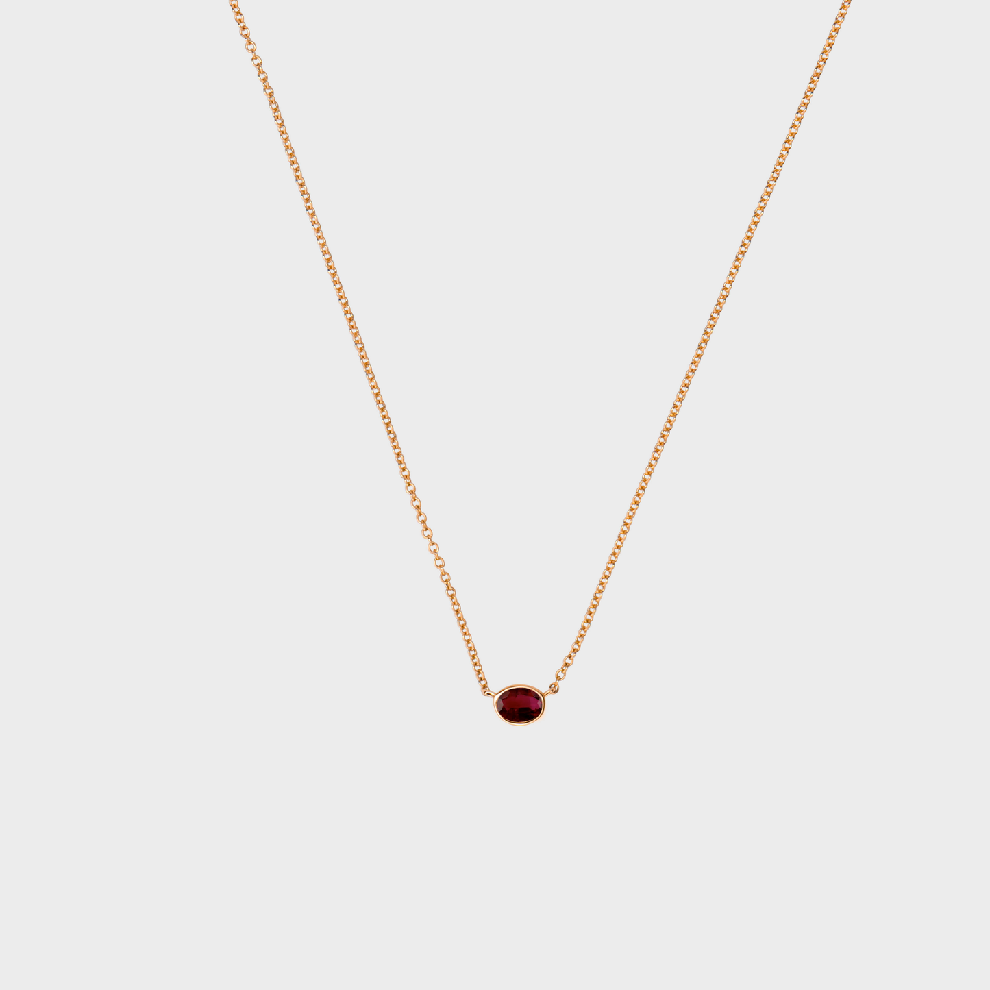 Gemstone Bezel Set Oval Necklace