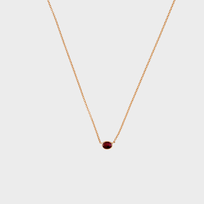 Gemstone Bezel Set Oval Necklace