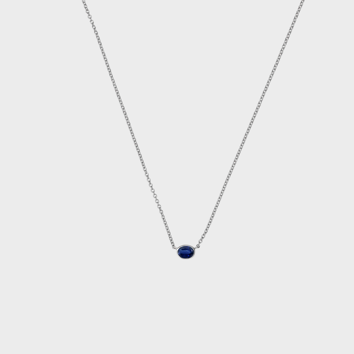 Gemstone Bezel Set Oval Necklace