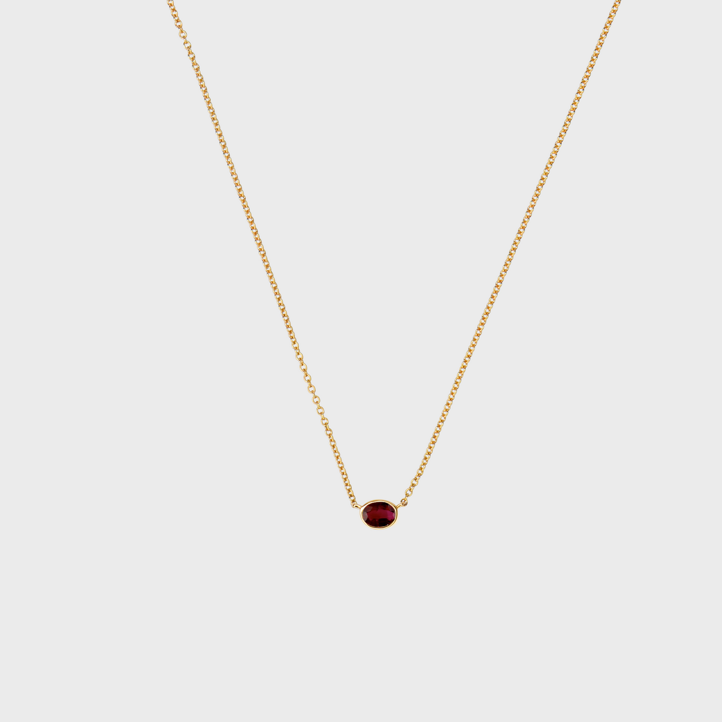 Gemstone Bezel Set Oval Necklace