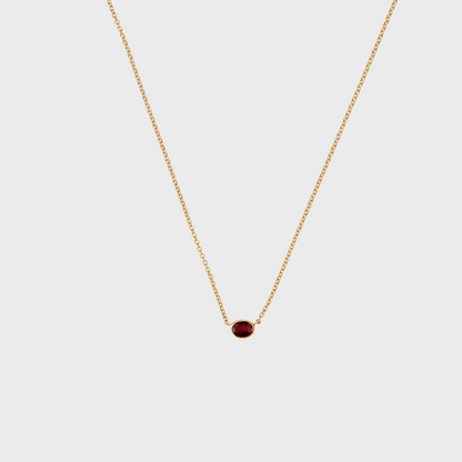 Gemstone Bezel Set Oval Necklace