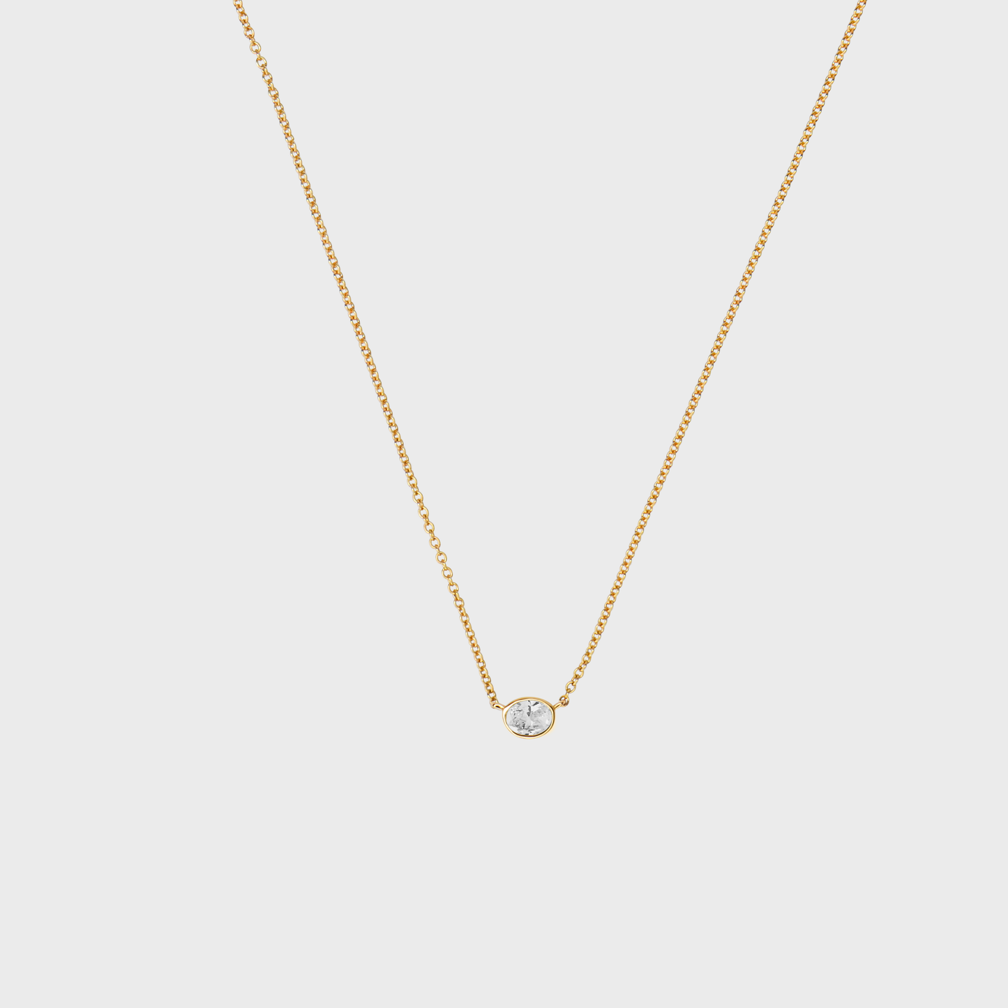 Diamond Bezel Set Oval Necklace