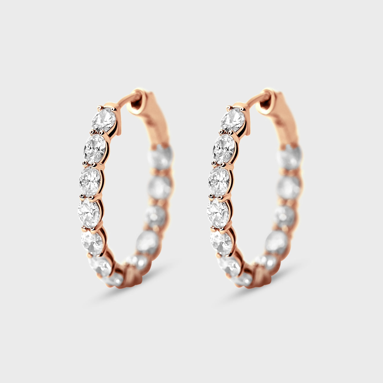 Oval Diamond Hoops