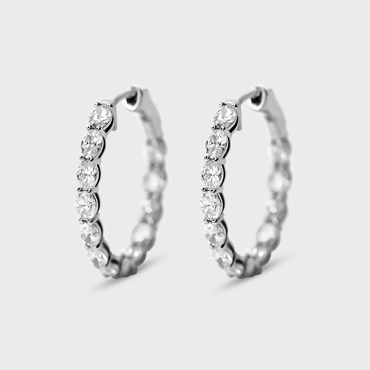 Oval Diamond Hoops