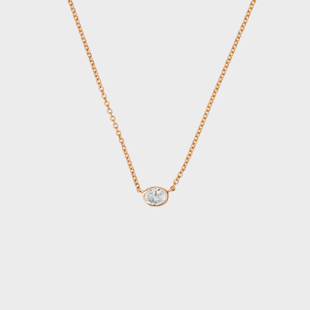 Diamond Bezel Set Oval Necklace