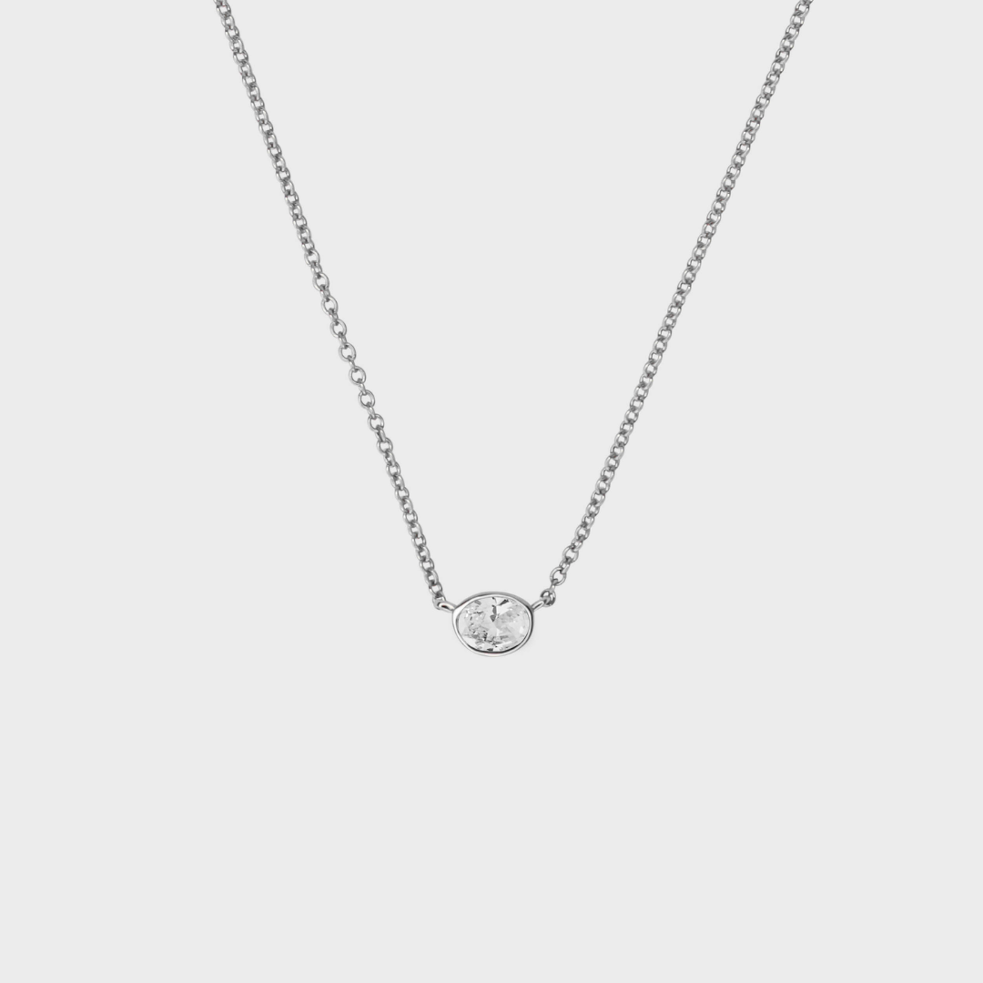 Diamond Bezel Set Oval Necklace