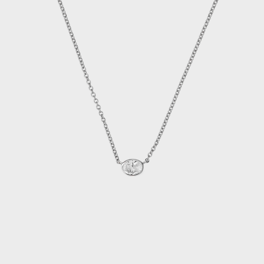 Diamond Bezel Set Oval Necklace