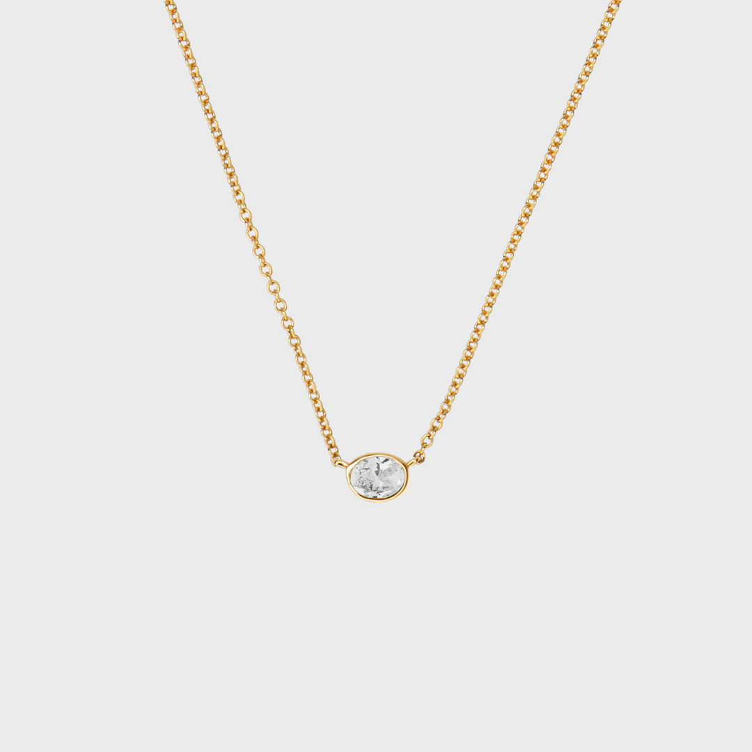 Diamond Bezel Set Oval Necklace