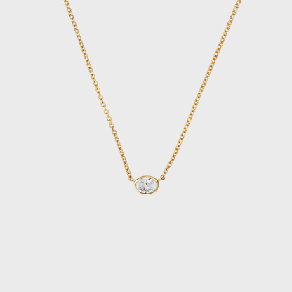 Diamond Bezel Set Oval Necklace