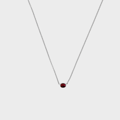 Gemstone Bezel Set Oval Necklace