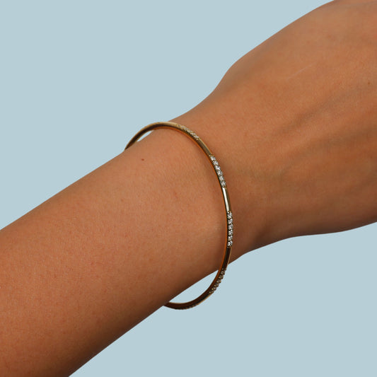 Pave Diamond and Gold Bangle