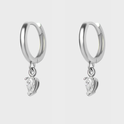 Diamond Pear Charm Hoops