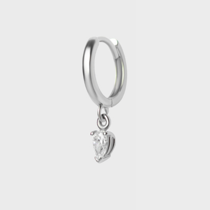 Diamond Pear Charm Hoops