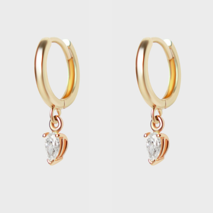 Diamond Pear Charm Hoops