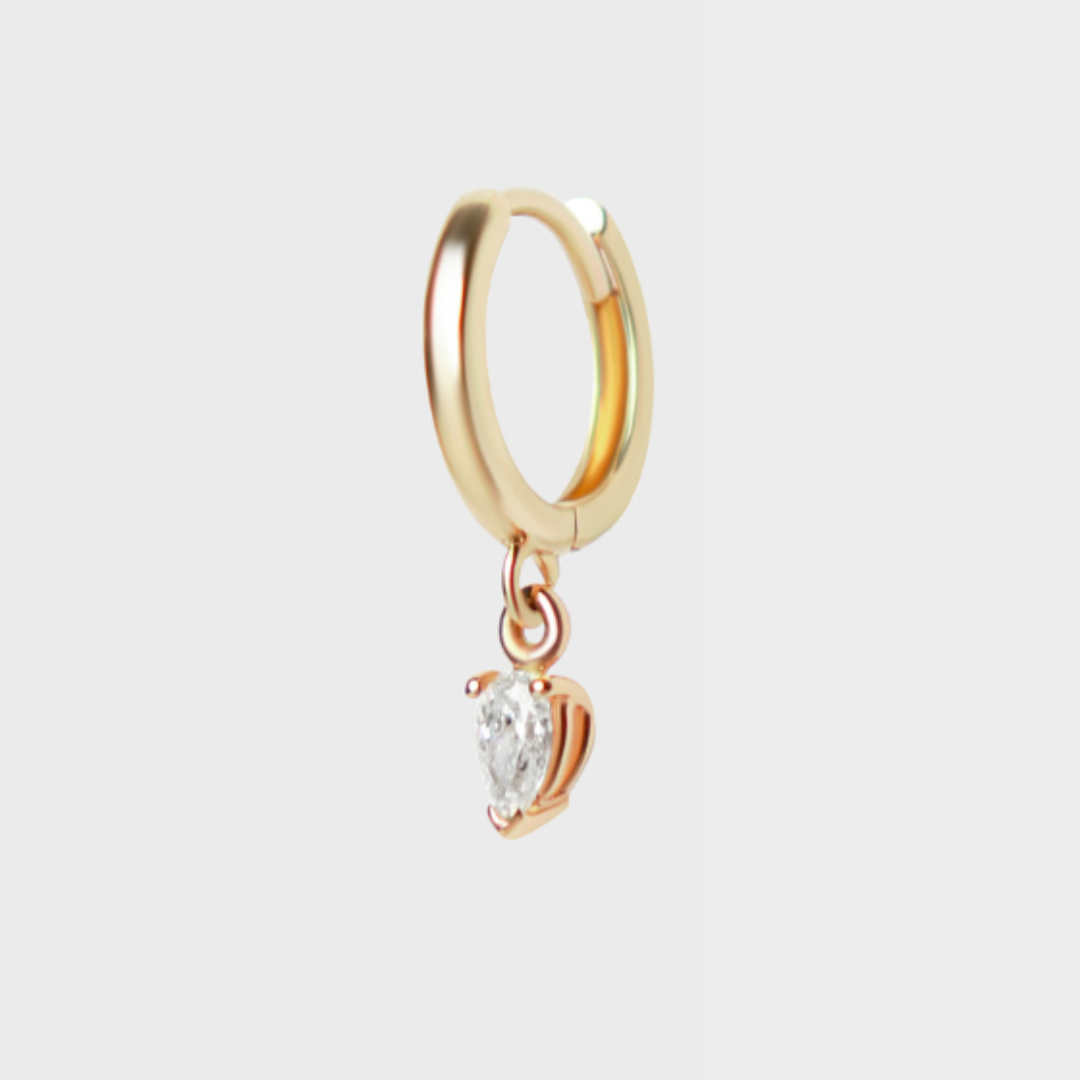 Diamond Pear Charm Hoops