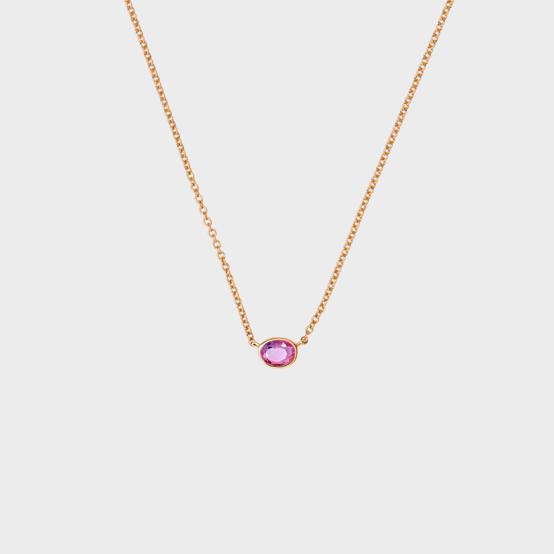 Gemstone Bezel Set Oval Necklace