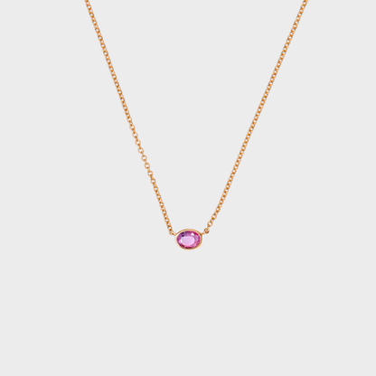 Gemstone Bezel Set Oval Necklace