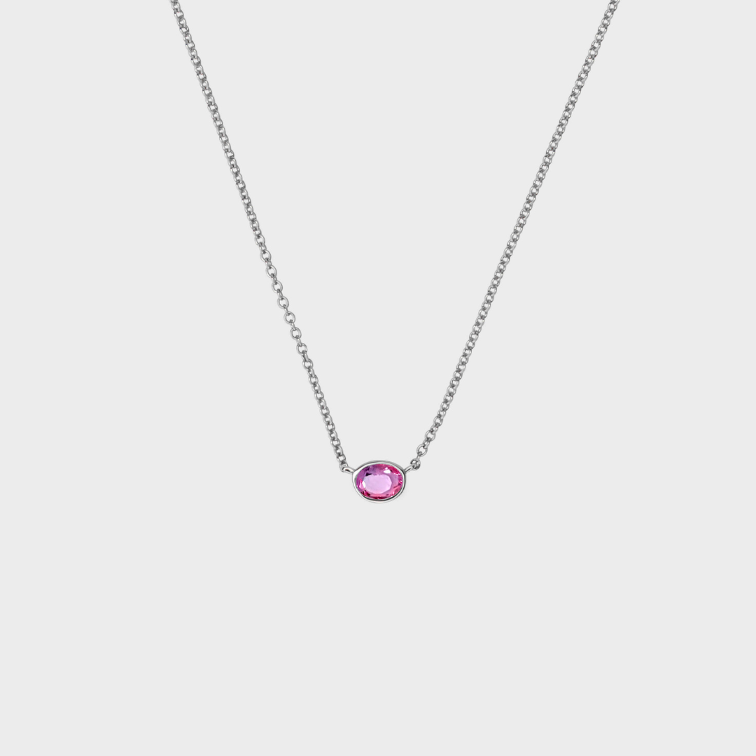 Gemstone Bezel Set Oval Necklace
