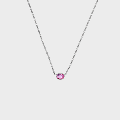 Gemstone Bezel Set Oval Necklace