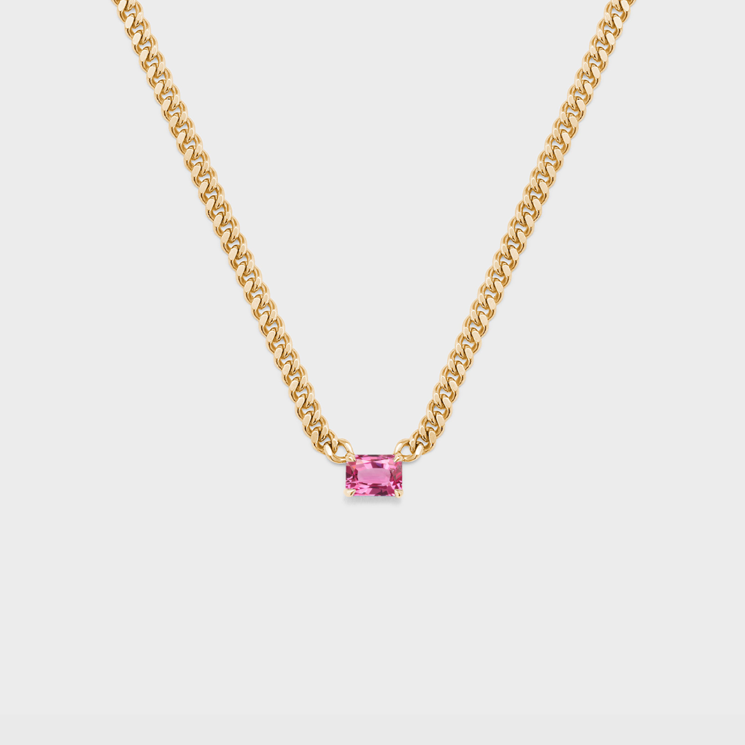 Gemstone Emerald Cut Chelsea Chain Necklace