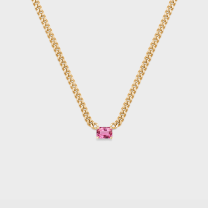 Gemstone Emerald Cut Chelsea Chain Necklace
